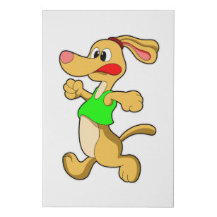 Dog at Fitness - Jogging with Tank top Faux Canvas Print