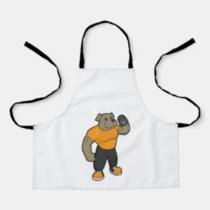 Dog at Fitness with Dumbbell Apron
