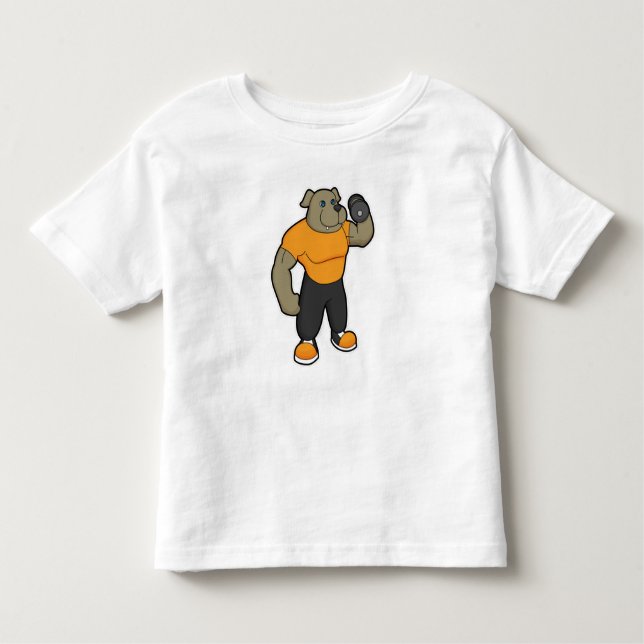 Dog at Fitness with Dumbbell Toddler T-Shirt (Front)