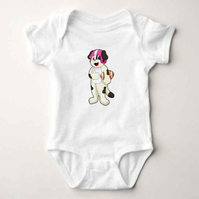 Dog at Football Sports Baby Bodysuit (Front)