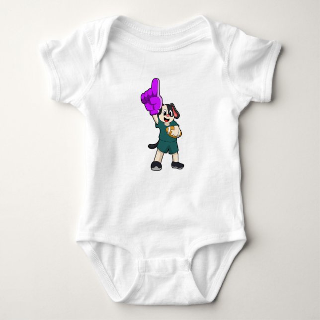Dog at Football Sports Baby Bodysuit (Front)