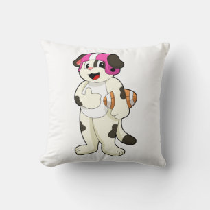 Dog at Football Sports Cushion