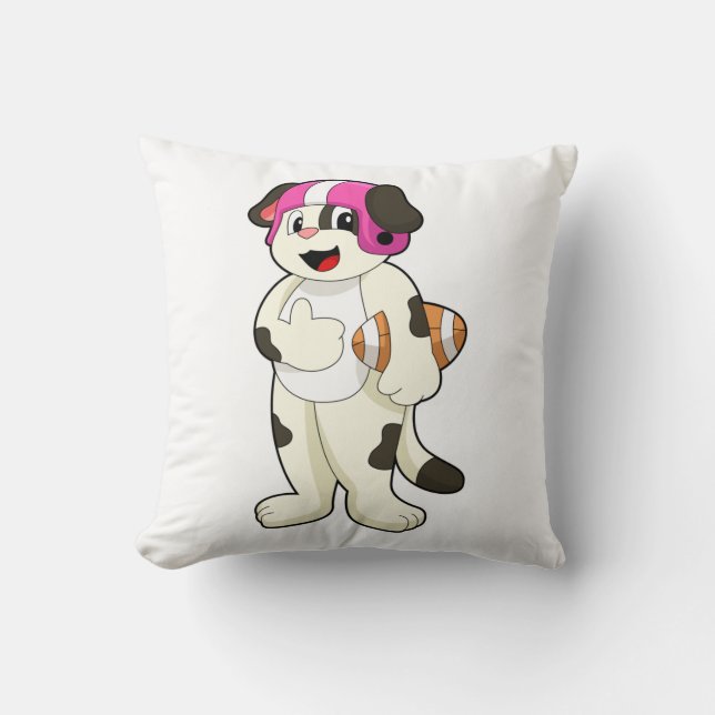 Dog at Football Sports Cushion (Front)
