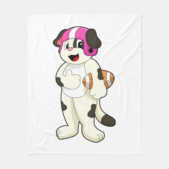 Dog at Football Sports Fleece Blanket (Front)