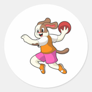 Dog at Handball player with Handball Classic Round Sticker