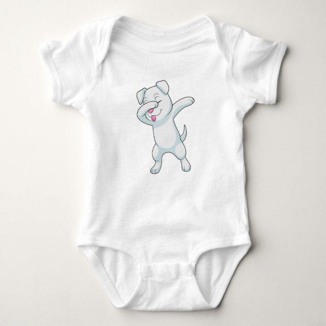 Dog at Hip Hop Dance Dab Baby Bodysuit (Front)