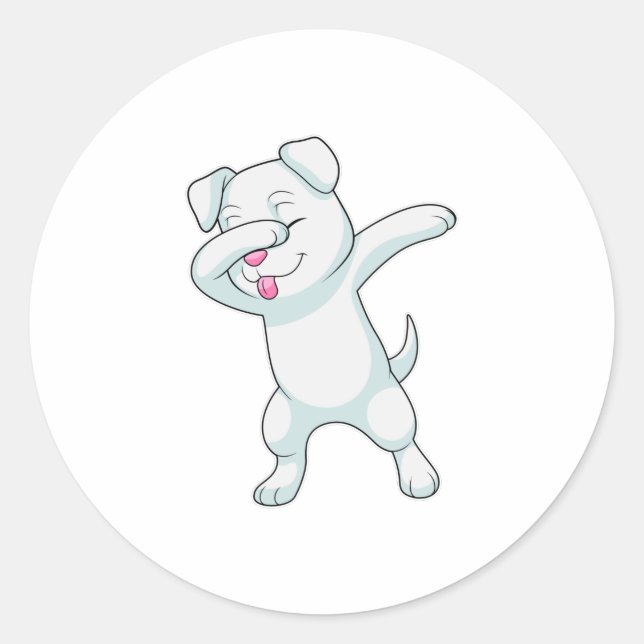 Dog at Hip Hop Dance Dab Classic Round Sticker (Front)