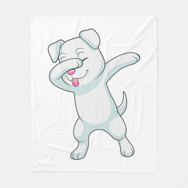 Dog at Hip Hop Dance Dab Fleece Blanket (Front)
