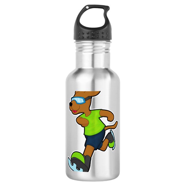 Dog at Ice skating with Goggles 710 Ml Water Bottle (Front)