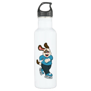 Dog at Ice skating with Ice skates 710 Ml Water Bottle