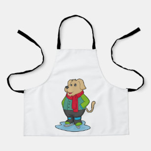 Dog at Ice skating with Ice skates Apron