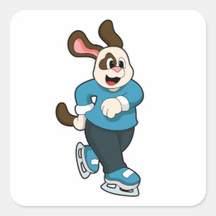 Dog at Ice skating with Ice skates Square Sticker