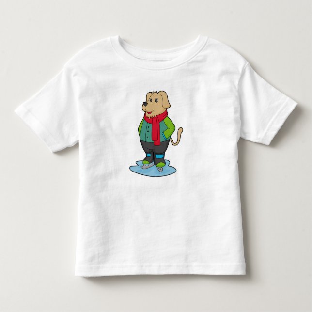 Dog at Ice skating with Ice skates Toddler T-Shirt (Front)