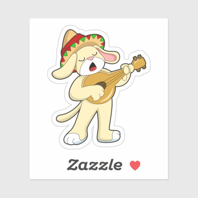 Dog at Music with Guitar (Sheet)