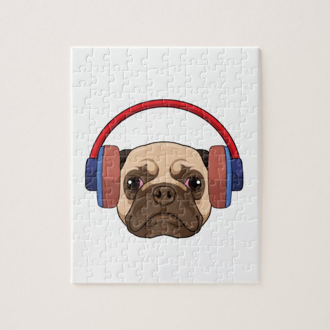 Dog at Music with Headphone Jigsaw Puzzle (Vertical)