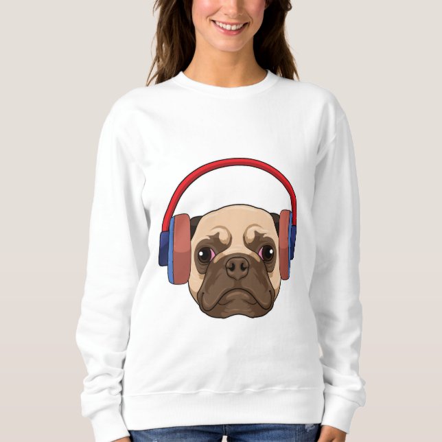 Dog at Music with Headphone Sweatshirt (Front)