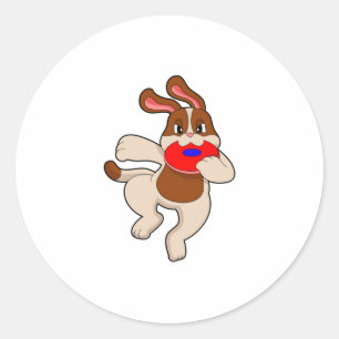 Dog at Playing Classic Round Sticker