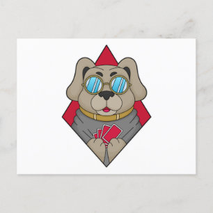 Dog at Poker with Poker cards