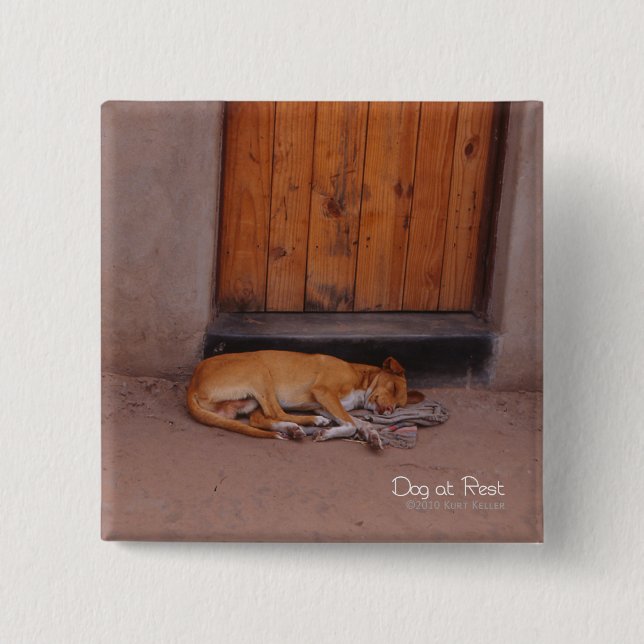 Dog at Rest Square Button (Front)