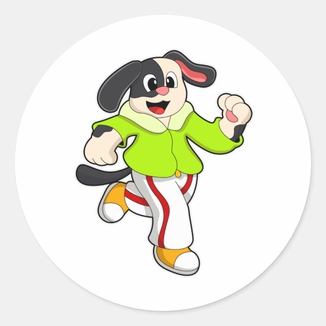 Dog at Running Classic Round Sticker (Front)