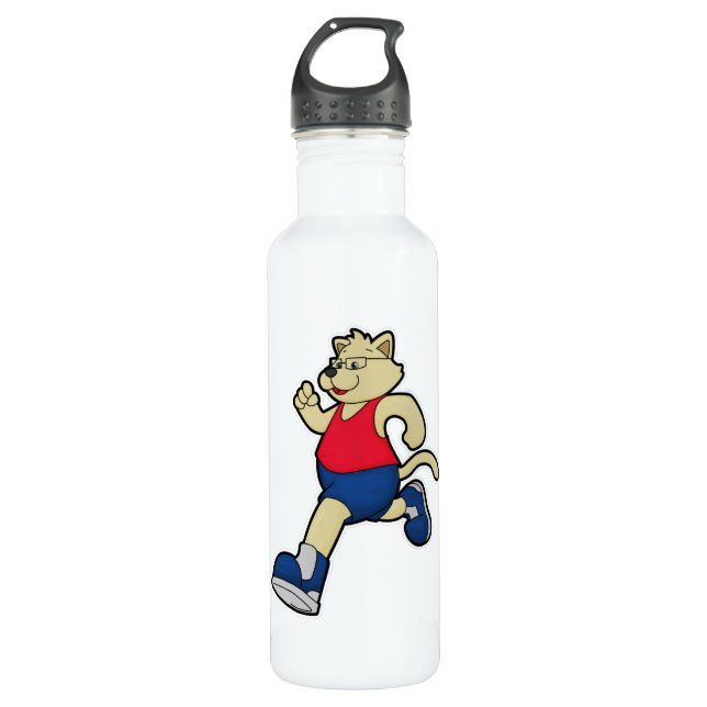 Dog at Running with Glasses 710 Ml Water Bottle (Front)