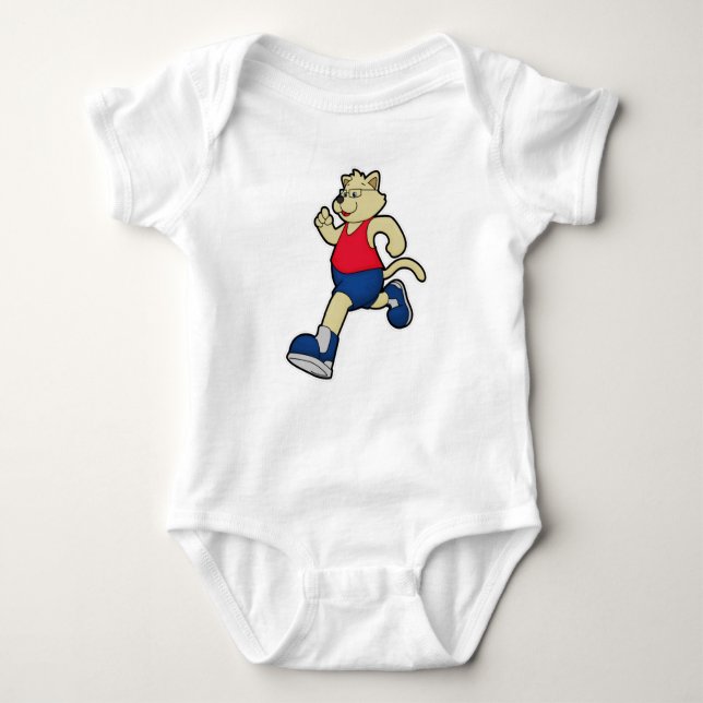 Dog at Running with Glasses Baby Bodysuit (Front)