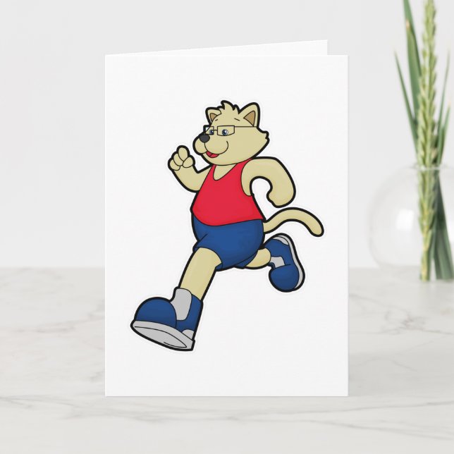 Dog at Running with Glasses Card (Front)