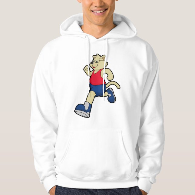 Dog at Running with Glasses Hoodie (Front)
