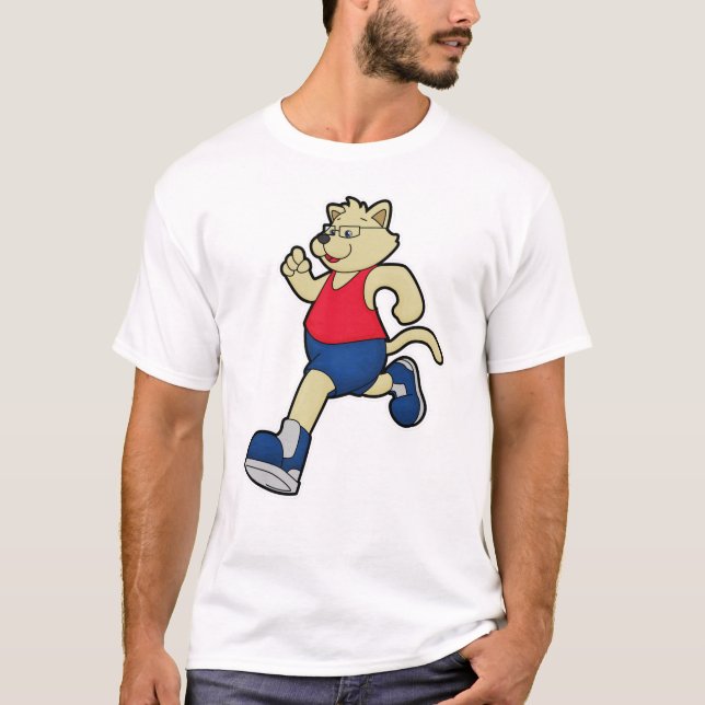 Dog at Running with Glasses T-Shirt (Front)