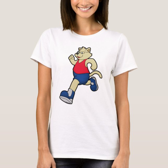Dog at Running with Glasses T-Shirt (Front)