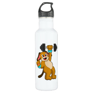 Dog at Strength training with Dumbbell 710 Ml Water Bottle