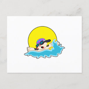 Dog at Swimming with Swim goggles Postcard