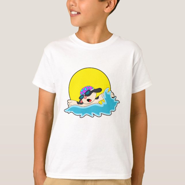 Dog at Swimming with Swim goggles T-Shirt (Front)