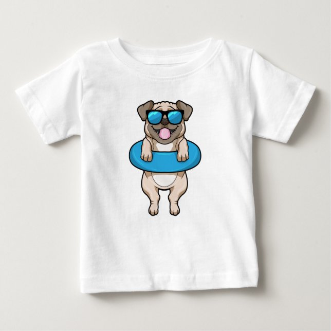Dog at Swimming with Swim ring Baby T-Shirt (Front)