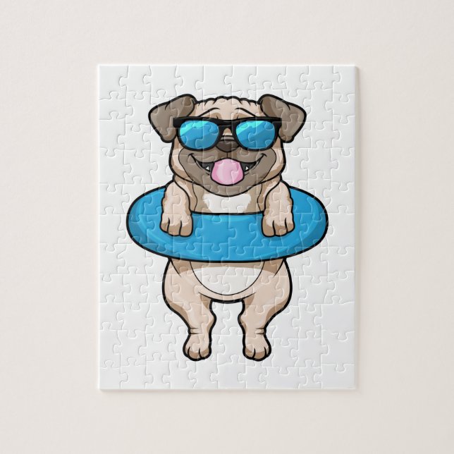 Dog at Swimming with Swim ring Jigsaw Puzzle (Vertical)