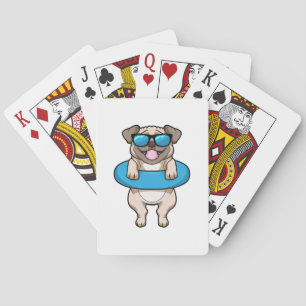 Dog at Swimming with Swim ring Playing Cards