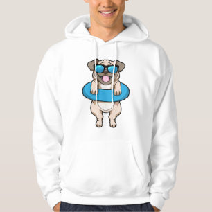 Dog at Swimming with Swim ring & Sunglasses Hoodie