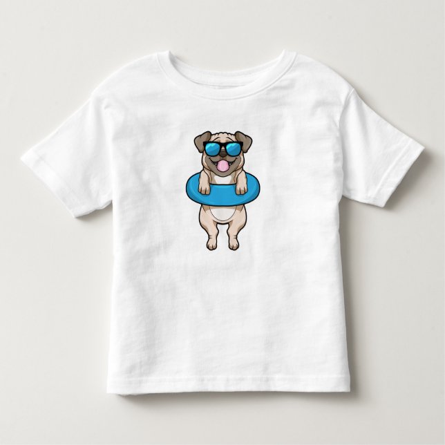 Dog at Swimming with Swim ring Toddler T-Shirt (Front)
