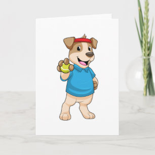 Dog at Tennis with Tennis ball Card