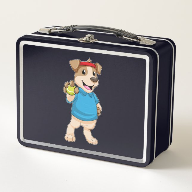 Dog at Tennis with Tennis ball Metal Lunch Box (Front)