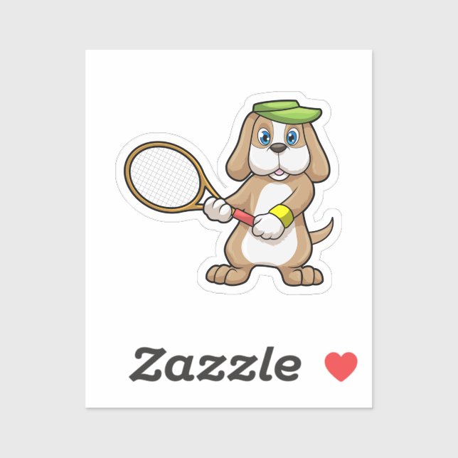Dog at Tennis with Tennis racket & Cap (Sheet)