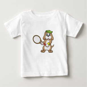 Dog at Tennis with Tennis racket & Cap Baby T-Shirt