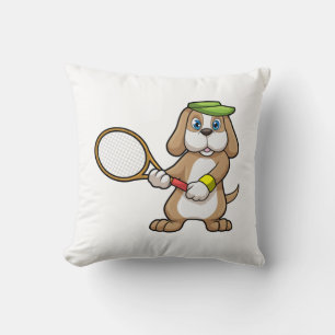 Dog at Tennis with Tennis racket & Cap Cushion
