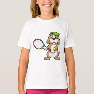 Dog at Tennis with Tennis racket & Cap T-Shirt