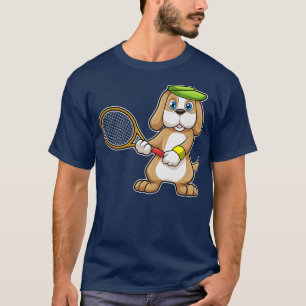 Dog at Tennis with Tennis racket Cap T-Shirt