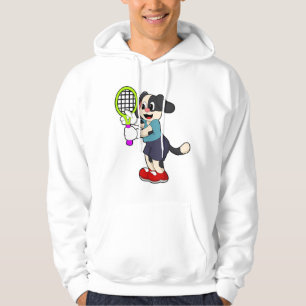 Dog at Tennis with Tennis racket Hoodie