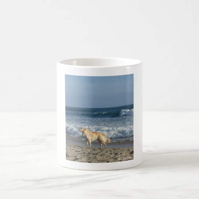 Dog At The Beach  Coffee Mug (Center)