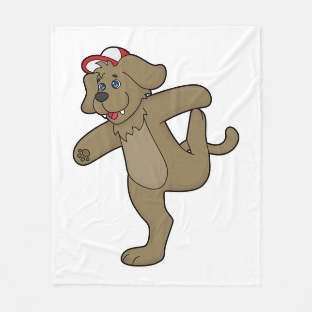 Dog at Yoga Fitness Fleece Blanket (Front)