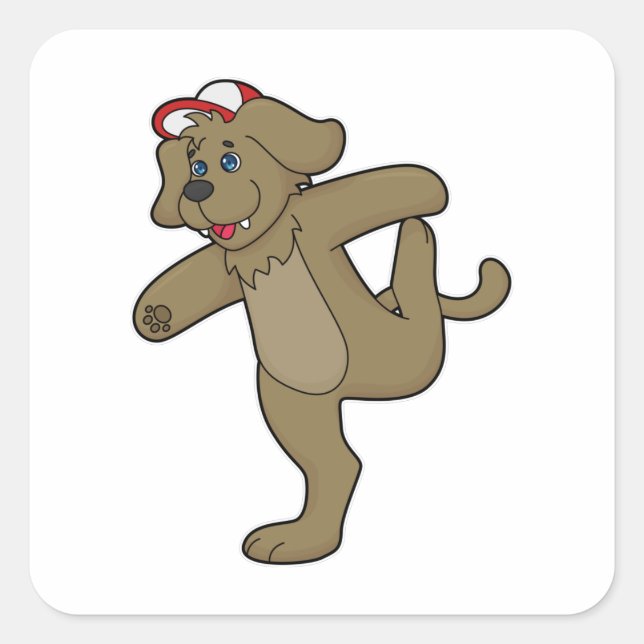 Dog at Yoga Fitness Square Sticker (Front)