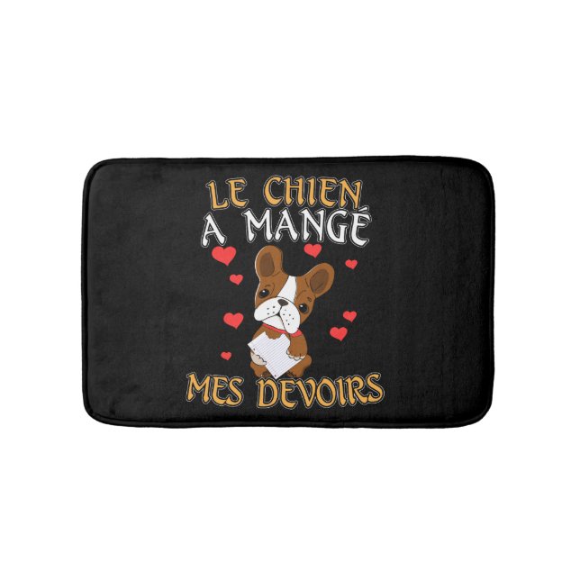 Dog Ate My Homework - Learning French Quote Bath Mat (Front)